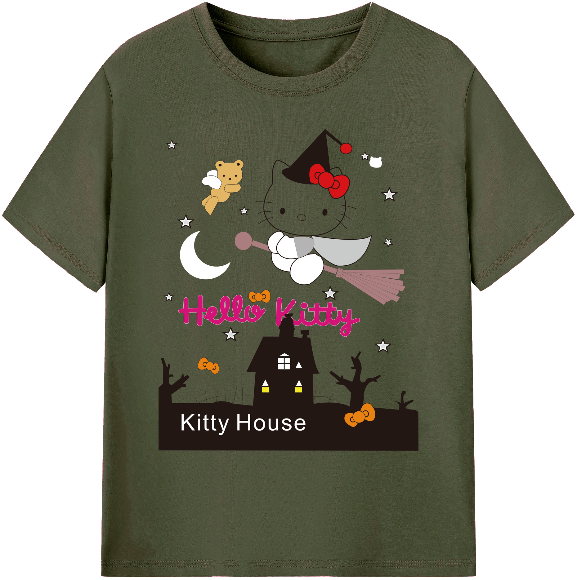 （画像用） Hello Kitty ハローキティ 綿100％ メンズ半袖Tシャツ｜肌触りやわらか＆通気性